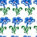 Vector illustration of blue flowers seamless pattern