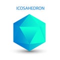 Vector illustration of a blue icosahedron on a white background with a gradient for game, icon, packagingdesign, logo Royalty Free Stock Photo