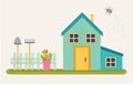 Vector illustration of blue lovely house