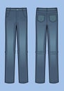 Vector illustration of blue man jeans. Front and back views Royalty Free Stock Photo