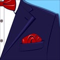 Vector illustration of a blue man suit with red bow-tie Royalty Free Stock Photo