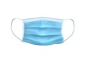 Vector illustration of blue medical protective face mask on white background Royalty Free Stock Photo