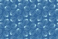 blue ocean shell clam marine repeat seamless pattern doodle cartoon style wallpaper