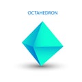 Vector illustration of a blue octahedron on a white background with a gradient for for game, icon, logo, mobile, ui, web