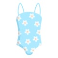 Vector illustration of a blue onepiece swimsuit decorated with white daisies