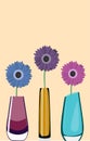 Gerberas in colorful vases