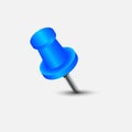 Vector illustration of blue push pin. Royalty Free Stock Photo