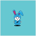 Vector illustration of a blue rabbit character Royalty Free Stock Photo