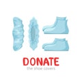 Vector illustration of blue shoe covers donation