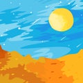 Vector illustration of blue sky in the desert abstract