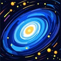 Vector illustration of a blue space background with stars, planets and galaxies Generative AI Royalty Free Stock Photo