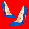 Vector illustration of blue Women`s shoes
