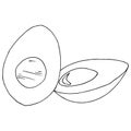 Vector illustration of boiled egg. Hand drawn half boiled egg. Easter egg Royalty Free Stock Photo