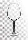 Vector illustration of a bordeaux wine glass in photorealistic style. A realistic object on a transparent background. 3D