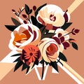 Vector illustration of a bouquet of flowers in a vase. AI Generated Royalty Free Stock Photo