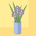 Vector illustration of bouquet of iris flowers. Card of purple a Royalty Free Stock Photo