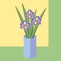 Vector illustration of bouquet of iris flowers. Card of purple flowers. Royalty Free Stock Photo