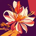 Vector illustration of a bouquet of lilies on a dark background. Generative AI