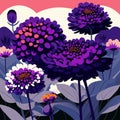 vector illustration of a bouquet of purple chrysanthemums AI Generated