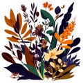 Vector illustration of a bouquet of wildflowers and herbs. AI Generated