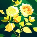 Vector illustration of a bouquet of yellow roses on a green background generative AI Royalty Free Stock Photo