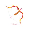 Vector Illustration of bow, arrow, and Lord Rama. Greeting card with bow and quiver for Navratri festival Royalty Free Stock Photo