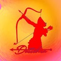 Vector Illustration of bow, arrow, and Lord Rama. Greeting card with bow and quiver for Navratri festival Royalty Free Stock Photo