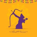 Vector Illustration of bow, arrow, and Lord Rama. Greeting card with bow and quiver for Ram Navami festival Royalty Free Stock Photo