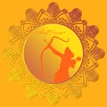 Vector Illustration of bow, arrow, and Lord Rama. Greeting card with bow and quiver for Ram Navami festival Royalty Free Stock Photo