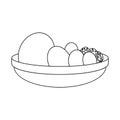 Vector illustration of bowl and egg logo. Set of bowl and breakfast vector icon for stock. Royalty Free Stock Photo