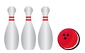 Vector illustration of bowling pins and bowling ball Royalty Free Stock Photo