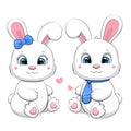 Cute cartoon bunny couple. Royalty Free Stock Photo