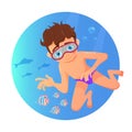 Vector illustration of boy diving in the ocean