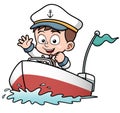 Boy driving boat Royalty Free Stock Photo