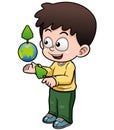 Boy holding the planet earth Royalty Free Stock Photo