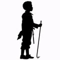 Black silhouette, tattoo of a boy with a hook on white isolated background. Vector Royalty Free Stock Photo