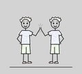 simple vector illustration of boys high-fiving each other