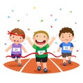 Vector illustration of boys on a race track on a white background