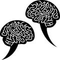 Brain chattering icon. Two talk bubbles with shape. Royalty Free Stock Photo