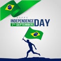 Running with flag finalVector Illustration of Brazil Independence Day Celebration Background. Brazil flag being waved by a running Royalty Free Stock Photo