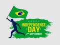 UntitleVector Illustration of Brazil Independence Day Celebration Background. Brazil flag being waved by a running man Royalty Free Stock Photo