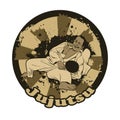 Vector illustration with Brazilian Jiu Jitsu Fighters. Royalty Free Stock Photo