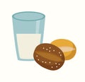 Vector illustration of bread with a bun made of rye flour and wheat flour and milk. Royalty Free Stock Photo