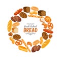 Bread products round frame poster Royalty Free Stock Photo