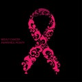 Breast cancer awareness, ornate pink ribbon art