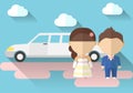 Vector illustration of a bride and groom with
