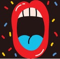 Vector illustration of crazy mouth patch retro style