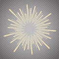 Vector illustration of bright flash, explosion or burst on transparent background. Royalty Free Stock Photo