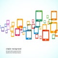 Vector illustration. Bright smartphones white background