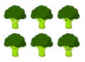 Vector illustration of an broccoli Cute cartoon vegetable vector character set isolated on white. Emotions. Stickers. kawaii